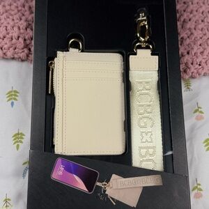 BCBG Max Azria Cream Card Holder and Strap Set